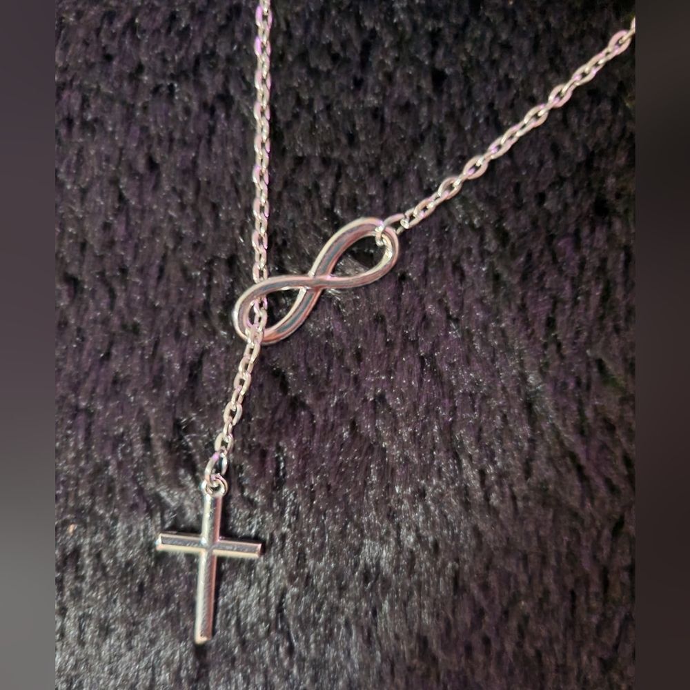 Infiniti Silver Cross Chain Necklace